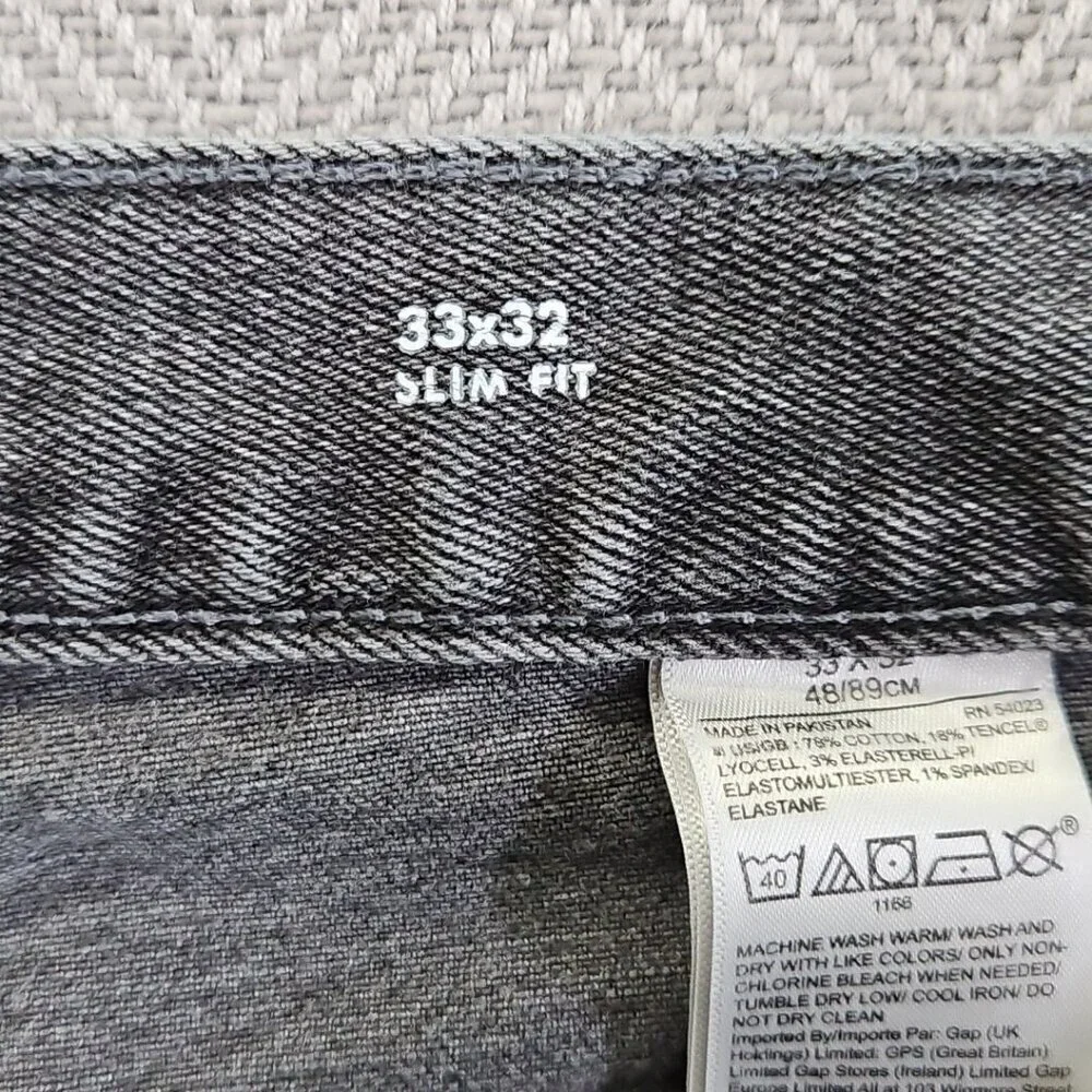 Banana Republic Legacy Stretch Jeans Men’s 33x32 Black Slim Fit Straight Leg EUC